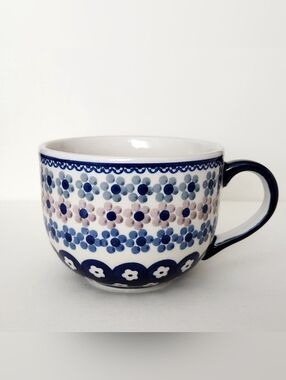 Polish Pottery Flower Mug Manufaktura Boleslawcu Handmade In Poland